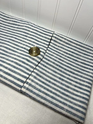 Falsa de lino de algodón a rayas Pottery Barn Wheaton ~ estándar ~ azul cambray Foto 1 de 4