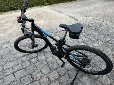 E-Bike; Mountainbike Trek 2015 Powerly +FS 7  17.5  Matte Black/Cyan  - Bild 1 von 4