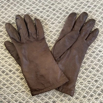 Fownes? Brown Leather Gloves Women’s L Lined Vintage - Image 1 of 4