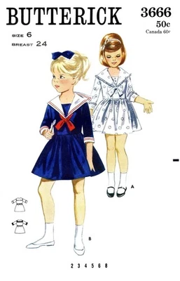 BUTTERICK 3666 Pattern DRESS Sailor Nautical - Image 1 of 4