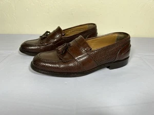 Bostonian Florentine Italy Brown Leather Woven Tassel Loafers Mens US 9 M - Picture 1 of 11