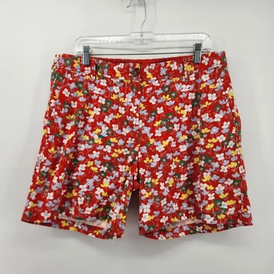 Pantalones Cortos Chinos Talbots Floral Novia Rojo Amarillo Azul Talla 12 Mezcla de Algodón Foto 1 de 4