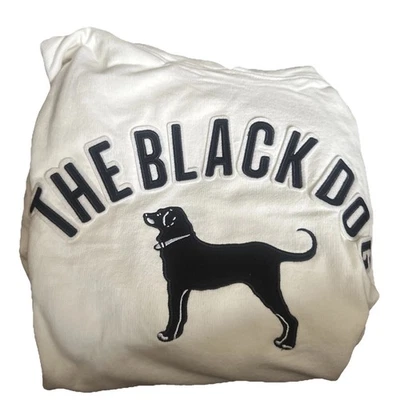 Мужская черная собака «ЗАДНЯЯ ДВЕРЬ» классический полный вышивка толстовка с капюшоном Sz XL - Изображение 1 из 4