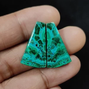 Natural Cabochon Malachite Chrysocolla Healing 2 Pcs 30.80 Cts 25X15X4 MM - Picture 1 of 6