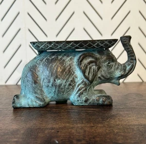 Antiker Bronze Patina schwerer Elefantenrüssel oben Briefbeschwerer Guss Skulptur 813g - Bild 1 von 10