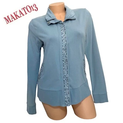 BCBG MaxAzria Mujer’s GRANDE Con Cuentas Piedra Sudadera con Capucha Cremallera Completa Cuello Foto 1 de 4