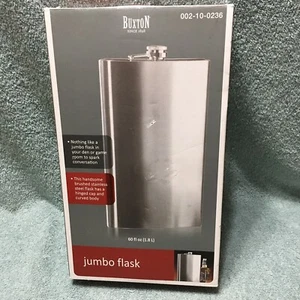 Buxton Acero Inoxidable Cepillado Fiesta Bar Bebidas Jumbo Frasco 60 Fl Oz (1.8 L) - Imagen 1 de 5