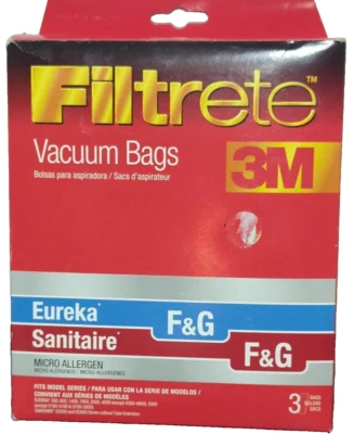 Filtrete 3M Eureka Sanitaire F & G Micro Allergen 3 Vacuum Bags New-See Model #s - Image 1 of 4
