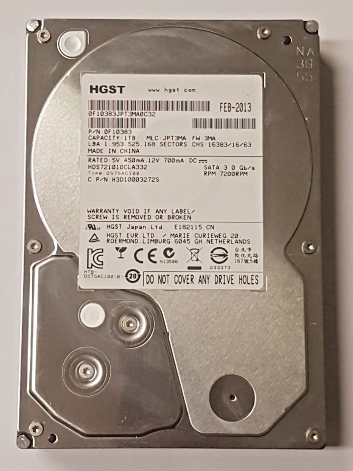 1 TB SATA HGST HDS721010CLA332 7200RPM 32MB HDD 3.5" Internal Hard Drive - Image 1 of 1