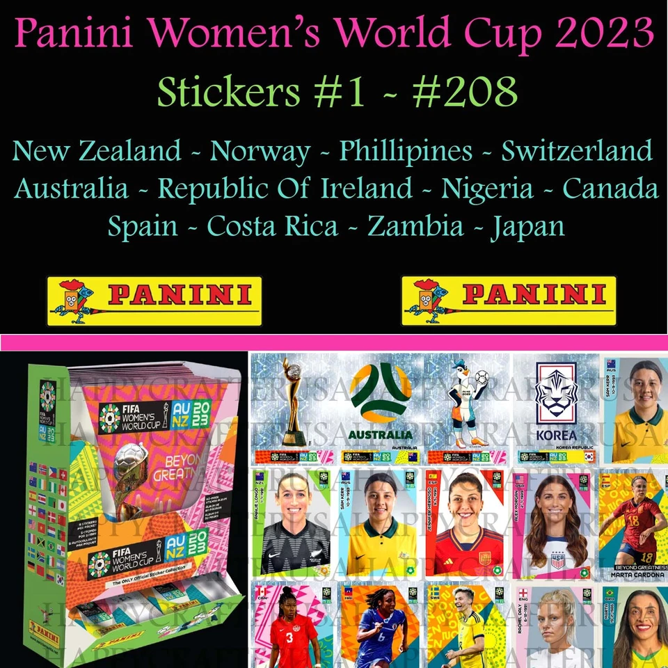 Panini FIFA Women's World Cup 2023 - Stickers #1 - #208 **US Seller** - Image 1 of 1
