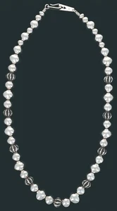 22 Zoll handgefertigte abgestufte Sterlingsilber-Perlenkette von Navajo-Künstler Al Joe - Bild 1 von 3