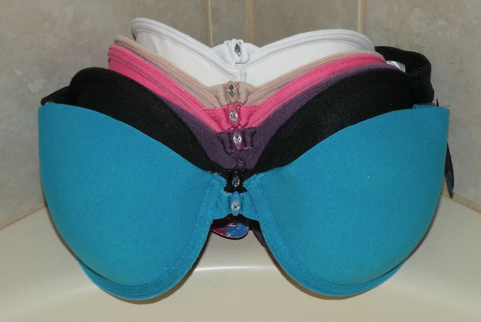 Femina Padded Underwire Bra Front Closure 34C 2 Colors Black & Pink - Image 1 of 1