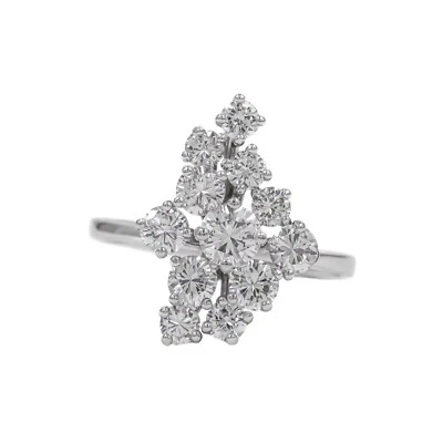Diamant Ring in 750 Weißgold - 18 Karat - Abstrakter Cluster - Brillantring - Bild 1 von 4
