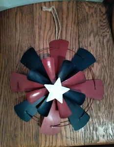 Metal Americana Red White & Blue Windmill Star Wall Hanging Decor - 10" - Picture 1 of 2