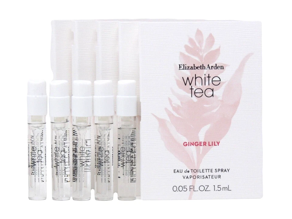 ELIZABETH ARDEN WHITE TEA GINGER LILY EDT 1.5ml .05oz x 5 PERFUME SPRAY SAMPLES - Image 1 of 1