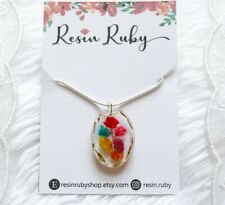 Resin Necklace, multi colour necklace, floral necklace, colourful jewellery