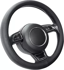 Car Steering Wheel Cover for Prius Civic 14" - 14 1/4", Black Microfiber Leather - Picture 1 of 8