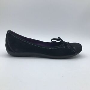 Merrell Performance Womens Ballet Flats Shoes Black Leather Lace Up Round Toe 9