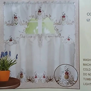 Juego de cortinas de cocina bordadas de 3 piezas blancas florales Cottagecore Country Grandma - Imagen 1 de 4