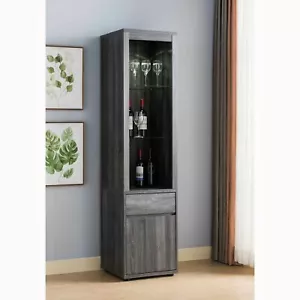 Lighted Curio Display Cabinet with Storage In Distressed Grey - Picture 1 of 5