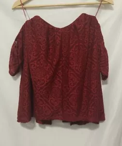Francesca's MIAMI Strapless Off Shoulder Lace Blouse Women Small Red Open Back - Picture 1 of 11
