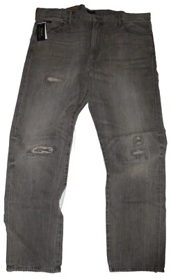 Polo Ralph Lauren Varick Slim Straight Patchwork Grey Repaired Denim Jeans - Image 1 of 4
