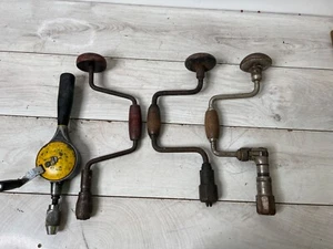4 alte Handbohrer Klammer Holzwerkzeuge Bohrer Werkstatt Tischlerei alt kostenloser Versand - Bild 1 von 14
