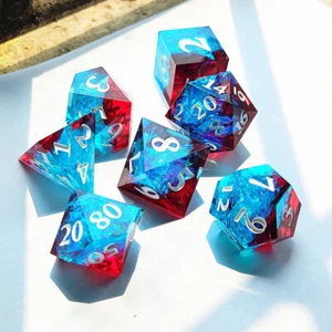 Juego de dados DND poliédricos resina D4-D20 7 piezas Pathfinder D&D COC RPG juegos rojo azul - Imagen 1 de 6