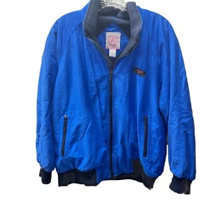 Vintage American Weekend Coat Blue Bomber Jacket Fleece Lined Men’s Size Medium - Picture 1 of 6