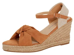 Damen-Sandalen offene Zehenpartie Keilabsatz Espadrille Keilabsätze Riemchen hessische Knöchelriemenschuhe - Bild 1 von 49