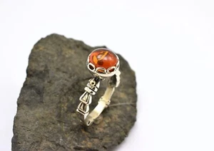 Anello in argento sterling ambra misura 8 stile vintage con accenti oro - Foto 1 di 10