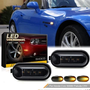 For 2000-2009 Honda S2000 Smoke Lens Sequential LED Signal Side Marker Lights - Picture 1 of 8