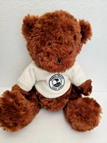 Pebble Beach Golf Links Teddy Bear Brown Ivory Sweater Plush Stuffed Animal Cover