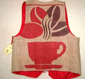 NEW CUSTOM AUTHENTIC COFFE BEAN BAG VEST FULLY LINED W/GENUINE SUEDE DETAIL, M - Picture 1 of 4