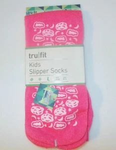 Tru Fit Kids Girls Slipper Socks Pink with Gripper Moons/Stars Size 6-8.5 NWT - Picture 1 of 1