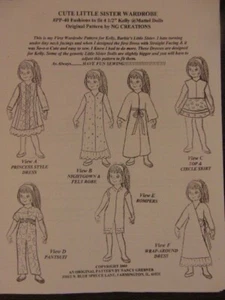 NG Creations Easy to Sew Pattern #PP-40 fits Kelly Doll Barbie Little Sister - Picture 1 of 6