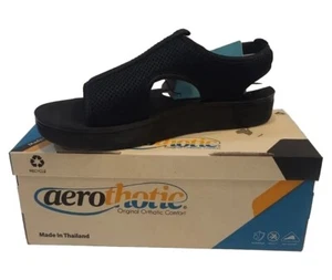 Aerothotic Darin Black Arch Support Walking Slingback Sandals Women Size 10 NIB - Picture 1 of 9