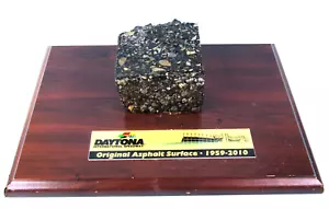 NASCAR DAYTONA INT. SPEEDWAY ACTUAL ASPHALT TRACK SURFACE SEGMENT ON WOOD BASE - Picture 1 of 10