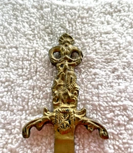 VTG Collectible Figural Brass Sword Letter Opener Library Desk Decor 7.5" - Picture 1 of 5