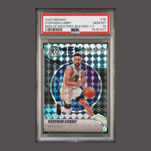 2020/21 Mosaic Stephen Curry Men Of Mastery Finite Black Prizm True 1/1 PSA 10