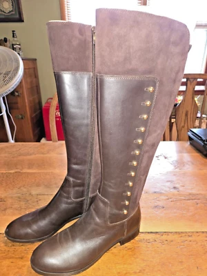 Botas de montar Marc Fisher Damiya de cuero/terciopelo con tachuelas hasta la rodilla - para mujer 6-1/2 Foto 1 de 4