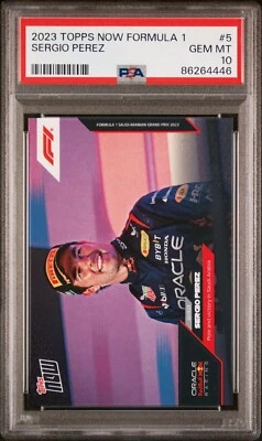 2023 Topps Now F1 SERGIO PEREZ  VICTORY IN SAUDI ARABIA  005  F1 PSA GEM MINT 10 - Image 1 of 4
