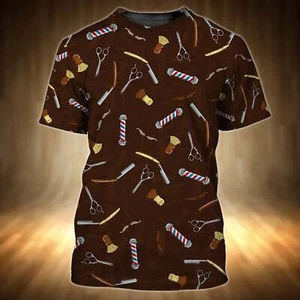 3D All Over Print Cool Barber Shop T Shirts, Unisex Barber Shirt, Tshirt For A B - Picture 1 of 4