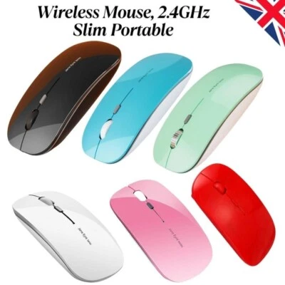2.4GHz BLACK WIRELESS USB MOUSE SCROLL SLIM CORDLESS OPTICAL FOR MAC PC LAPTOP - Image 1 of 4