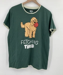 Camiseta Lazy One Fetching Cansada Verde Oscuro PJ Mujer Grande Manga Corta Algodón Nueva con Etiquetas - Imagen 1 de 9