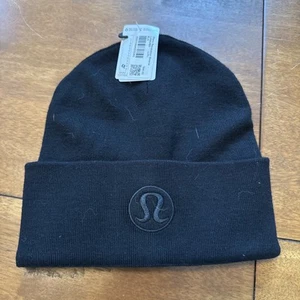 Lululemon Unisex Warm Revelation Knit Beanie Hat Winter Warm NWT Black L/XL - Picture 1 of 5