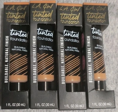 Lot Of 4 L.A. Girl Tinted Foundation Natural Finish 2 GLM764 ALMOND,1 GLM761 TAN - Image 1 of 3