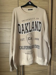 Ladies Sweatshirt Size M From Boohoo Beige Pullover Top - Picture 1 of 7
