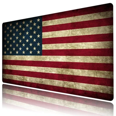 Red Striped American Flag Vintage Desk Pad for Keyboard Desk Mat 31.5x15.7 inch - Image 1 of 4