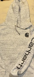 Carhartt Hoodie Herren Small Grau Relaxed Fit Logo Pullover Sweatshirt - Bild 1 von 6